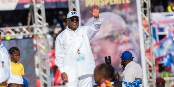 President Felix Tshisekedi at Martyrs stadium during the start of his presidential campaign